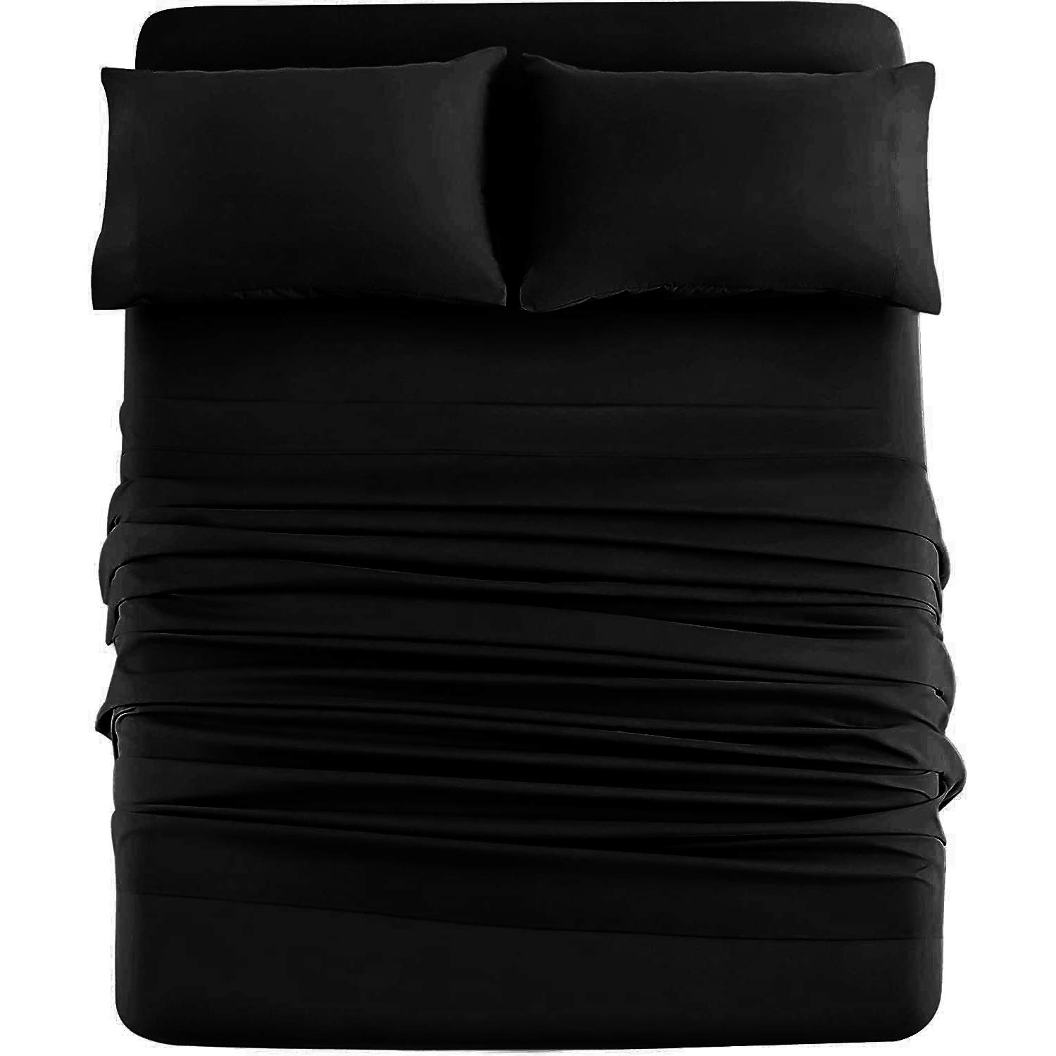 Luxury 100% Cotton Jersey Sheet Set - Queen Size 4-Piece Bedding | Ultra Soft T-Shirt Material, Deep Pocket All Season Comfort | Perfect for Cozy Sleep, Guest Rooms & Modern Bedrooms (Black)