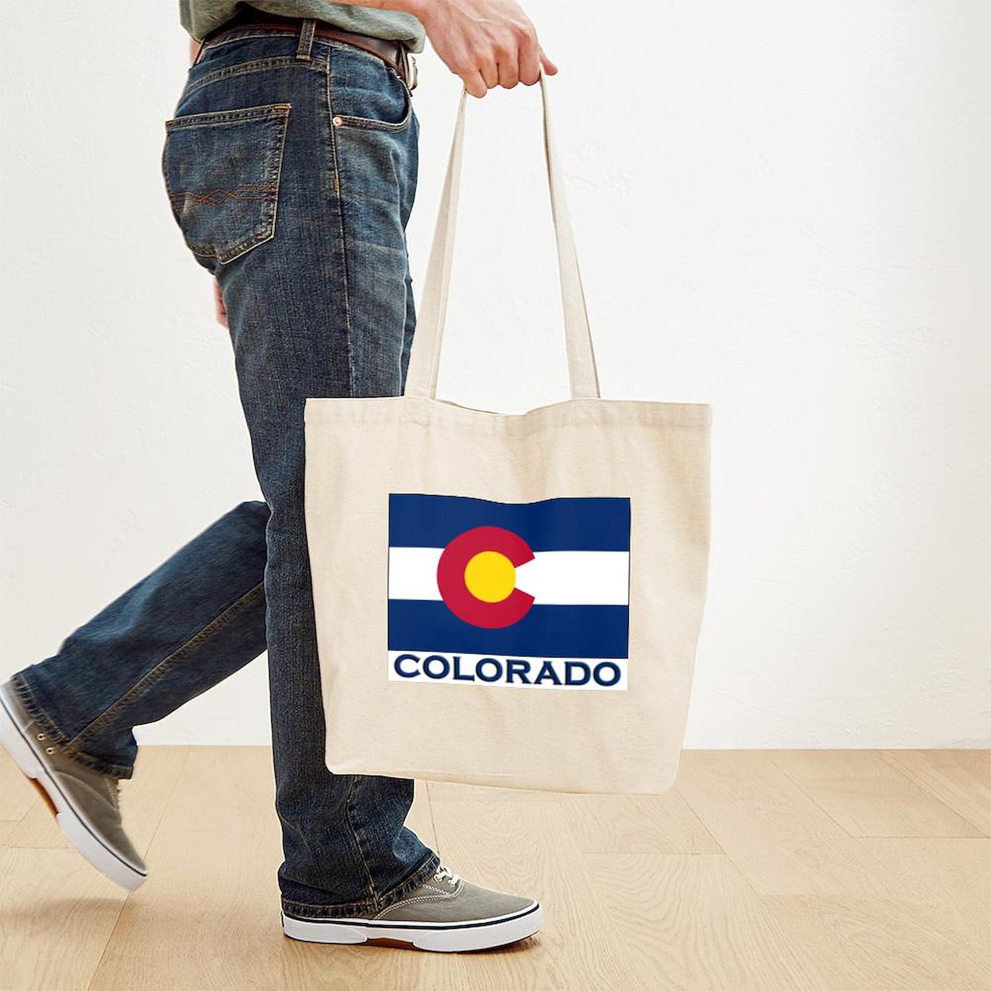 Colorado Flag Tote Bag - Natural Canvas Reusable Shopping Bag for Groceries, Beach & Travel | CafePress Merchandise
