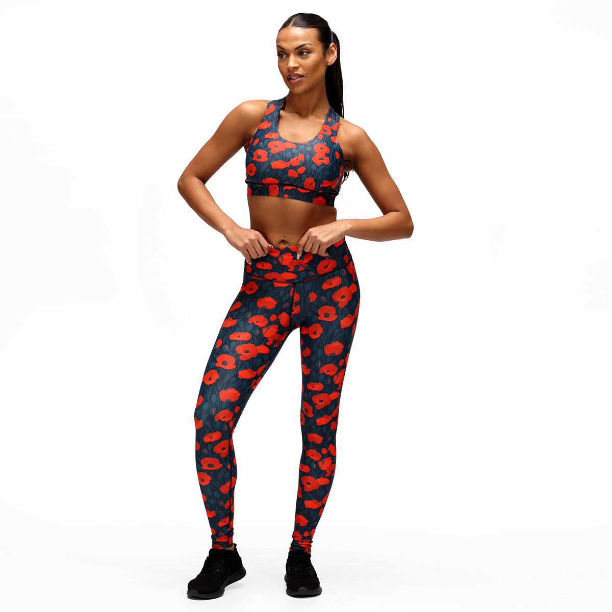 Poppy Field Leggings for Women - High Waisted Yoga Pants with Pockets - Comfortable Workout Leggings for Running, Gym & Lounge Wear