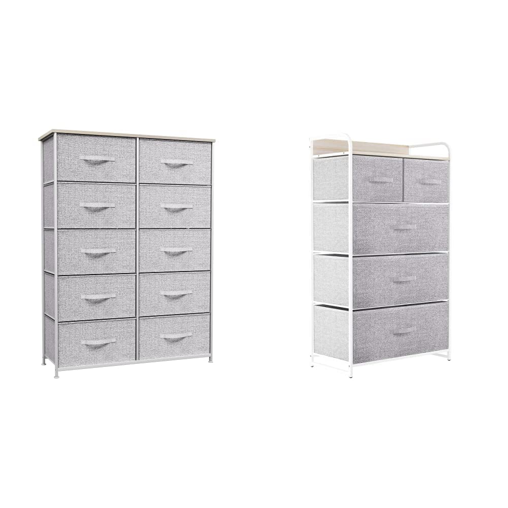 YITAHOME 10-Drawer Fabric Dresser - Large Capacity Storage Tower (Cool Gray) for Bedroom & Closet Organization