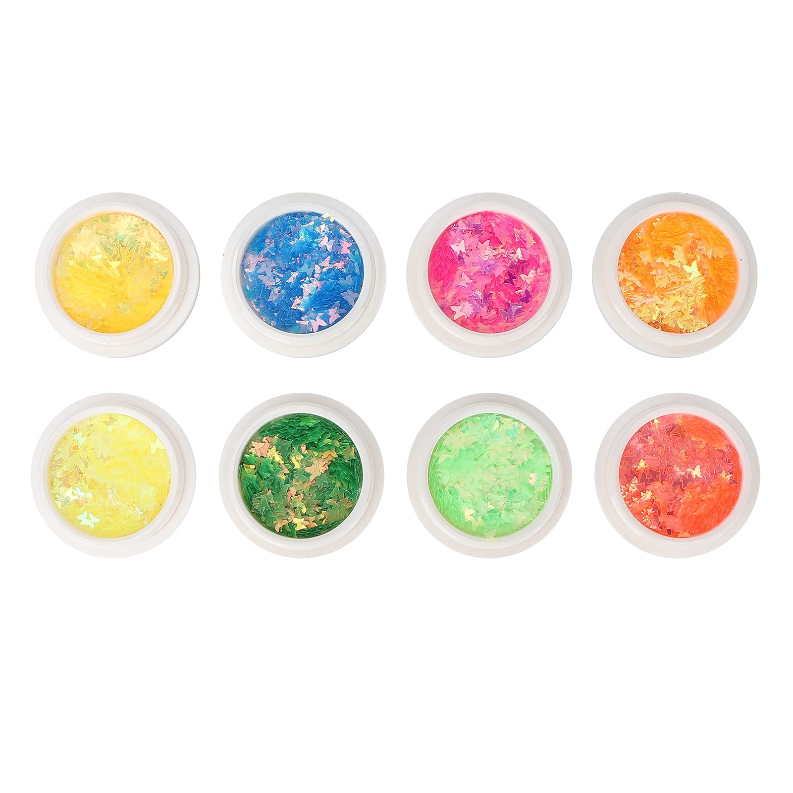 Butterfly Nail Art Sequins - DIY Nail Decals & Colorful Glitter Flakes (8 Box Set) - Holographic Shiny Powder for Manicure - Perfect for Nail Art, Party Makeup & DIY Crafts