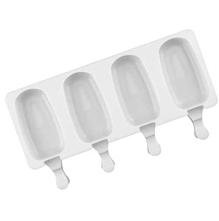 Premium 4-Cavity Silicone Cake Pop Mold - Classic White Popsicle & Ice Cream Bar Molds for Baking | Perfect for Birthday Parties, Baby Showers & Holiday Desserts