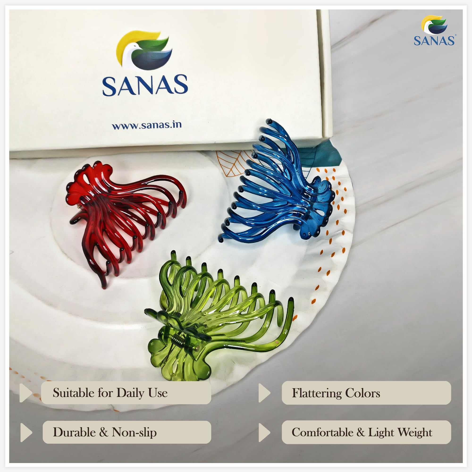 Sanas 4Pcs Butterfly Hair Clips for Women & Girls - Korean Style Hair Accessories, Fancy Claw Clips for Stylish Hairstyles - Perfect for School, Work, Parties & Everyday Wear