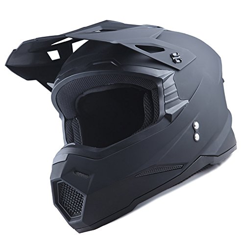 1Storm Adult Motocross Helmet BMX MX ATV Dirt Bike Helmet - Racing Style HF801 with Bluetooth Headset (Matte Black) - Perfect for Off-Road Racing, Trail Riding & Motorcycle Adventures