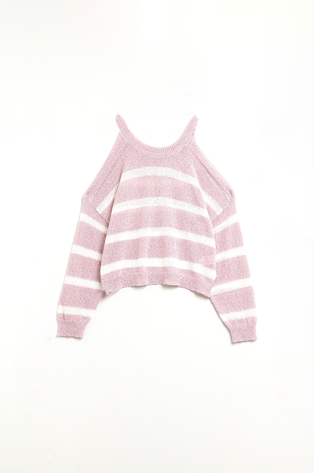 Open Shoulder Striped Pullover Heather Sweater - Women's Casual Knit Top for Fall & Winter Layering | Perfect for Office, Dates, and Cozy Evenings