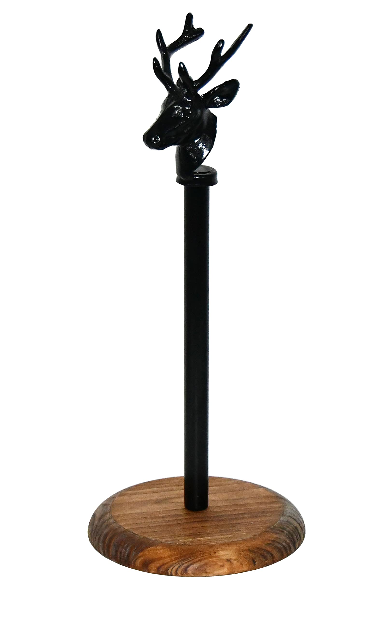 OwlGift Deer Paper Towel Holder Stand - Elk Freestanding Kitchen Countertop Dispenser for Standard & Jumbo Rolls - Cast Iron Reindeer Farmhouse Design - Perfect for Rustic Kitchens, Cabins & Farmhouse Decor