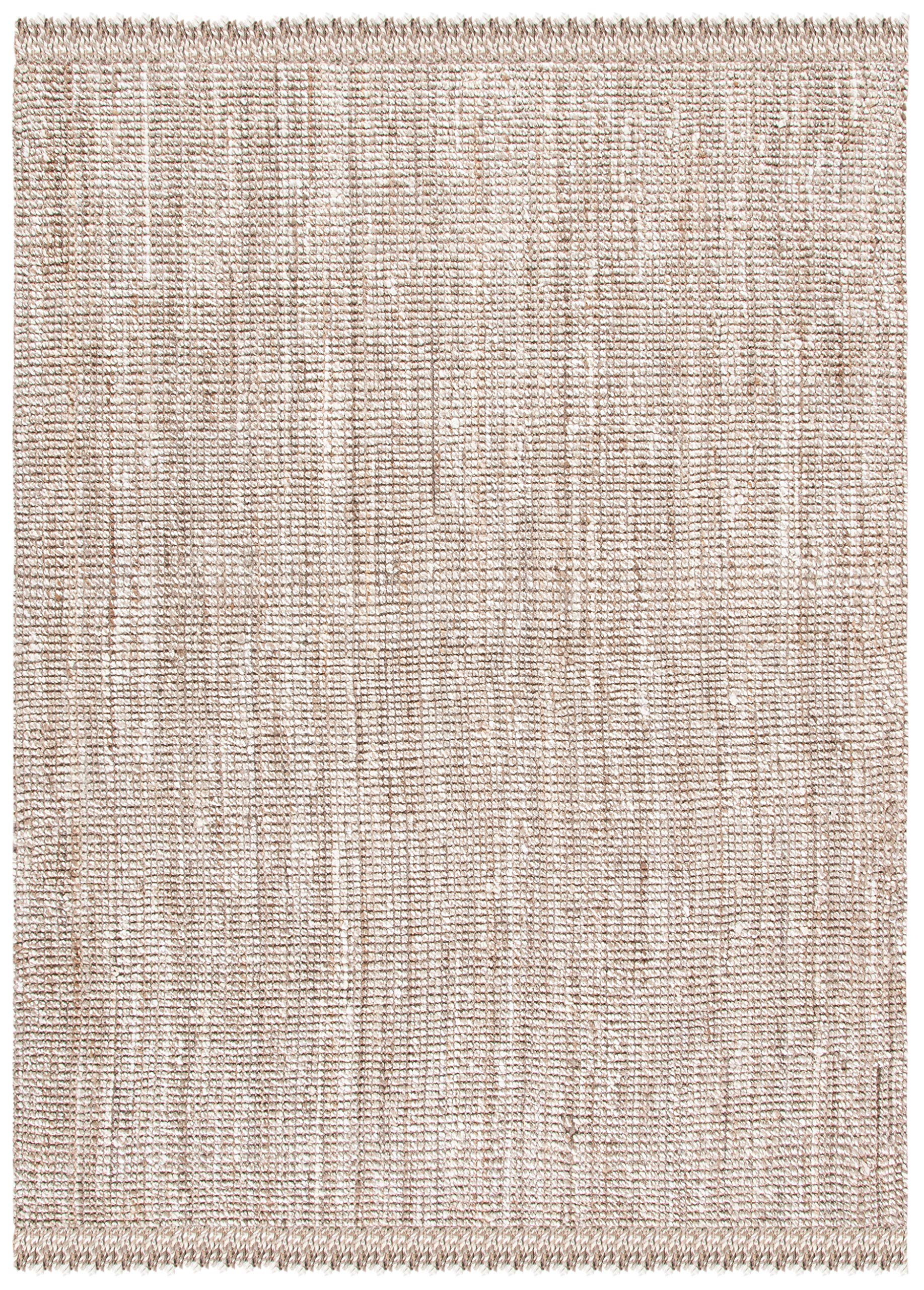 SAFAVIEH Handmade Woven Jute Area Rug 9'x12' - Natural Fiber Collection in Grey & Beige with Fringe Trim, Durable for High Traffic Living Room & Bedroom | Eco-Friendly Home Decor for Boho, Farmhouse & Coastal Style Interiors (NF825F)