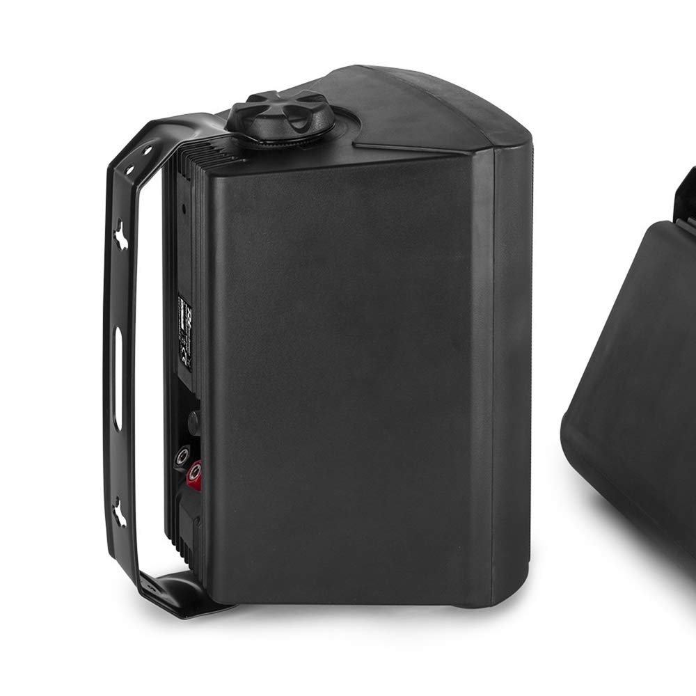 Power Dynamics Wall Mount Bluetooth Speakers - Weatherproof IPX5 Outdoor Sound System with Built-in Amplifier, Stereo Audio & AUX Input - Perfect for Patio, Garden & Poolside Entertainment (Black, Mounting Brackets Included)