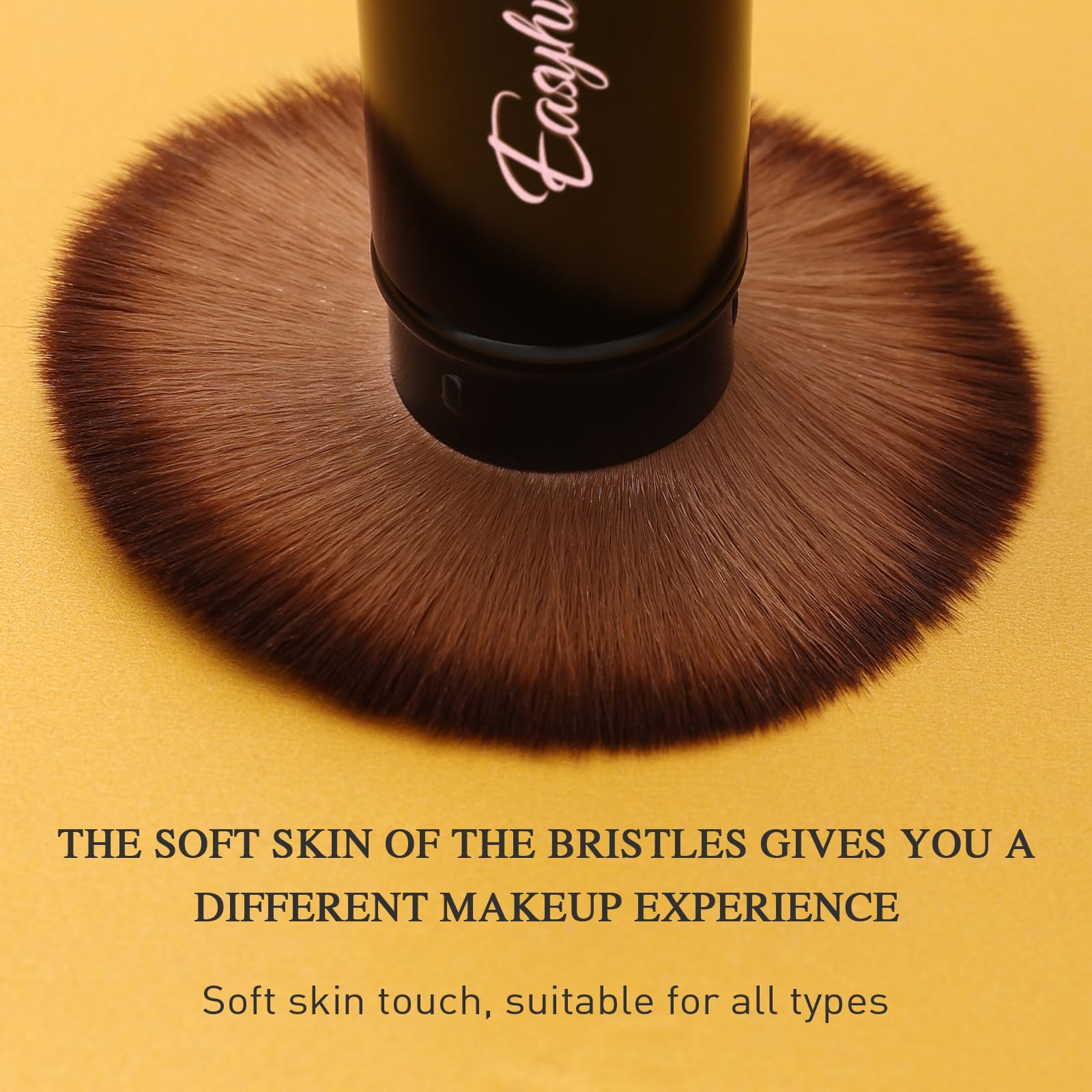 Retractable Kabuki Makeup Brushes Set - 2 Pcs Rose Gold Blush & Powder Brushes with Flat & Angled Heads for Liquid, Cream & Foundation - Perfect for Travel, On-the-Go Touch Ups & Professional Makeup Application
