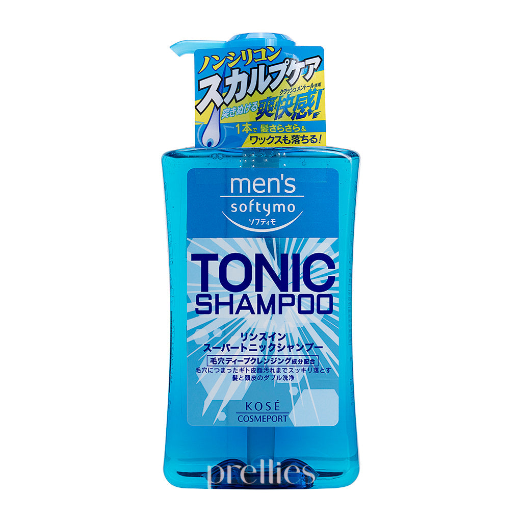 KOSE Softymo Men's Tonic Shampoo 550ml - Hair Growth & Scalp Care for Men - Daily Use for Thicker, Healthier Hair - Gym, Work & Travel Essential