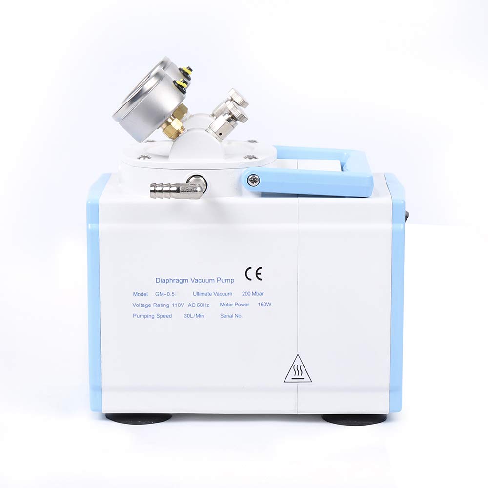 Oil-Free Diaphragm Vacuum Pump - 160W, 30L/Min Adjustable Pressure Lab Vacuum Pump for Filtration, Antiseptic Membrane & Suction - Ideal for Laboratories, Medical Use & Scientific Research