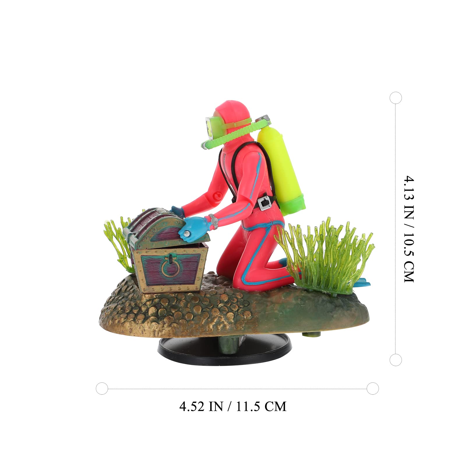 LUOZZY Aquarium Treasure Chest Diver Ornament - Floating Fish Tank Decor for Freshwater & Saltwater Tanks - Simulated Underwater Scenery for Betta, Goldfish & Tropical Fish - Perfect for Home, Office & Kids' Educational Aquariums
