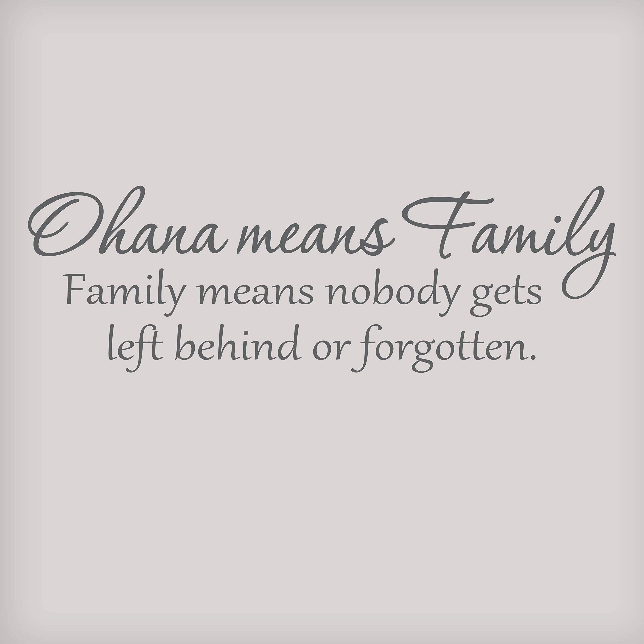 Ohana Means Family Vinyl Wall Decal - Lilo & Stitch Quote Wall Art - Disney Inspired Kids Room Decor - Removable Bedroom Sticker (44x12 Inches, Dark Grey) - Perfect for Nursery, Playroom & Teen Girls Bedroom