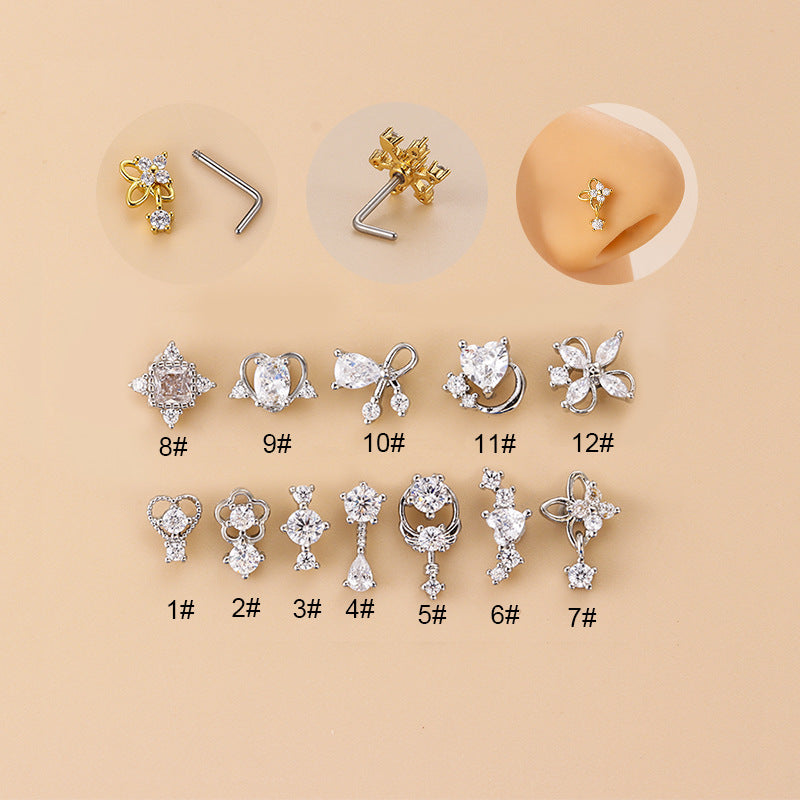 20G Small Dangle Nose Ring Silver Dainty Nose Stud - Elegant Silver Nose Hoop for Women | Perfect for Everyday Wear, Parties & Special Occasions | HSPJ828