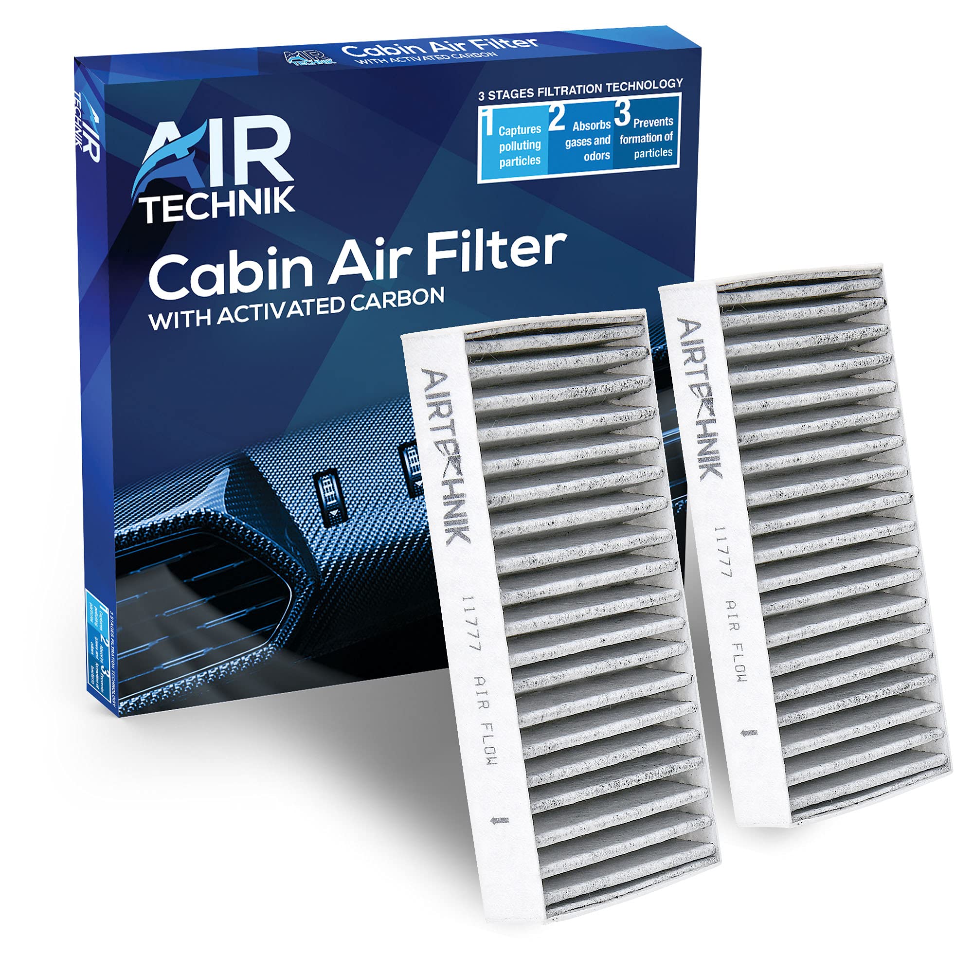 AirTechnik CF11777 Premium Cabin Air Filter with Activated Carbon - Compatible with Jeep Wrangler 2011-2017 & Wrangler JK 2018-55111302AA | Improves Air Quality, Reduces Allergens & Odors for Cleaner Cabin Air