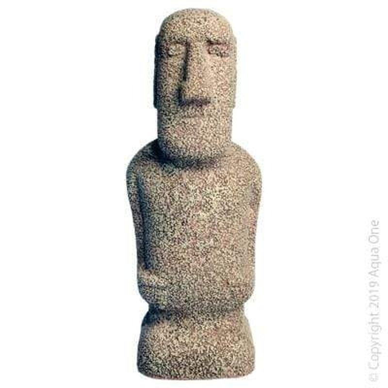 Aqua One Easter Island Statue Fish Tank Guard - 7 x 7 x 18.5cm Decorative Aquarium Ornament for Tropical Fish Tanks - Perfect for Home & Office Aquascaping Decor