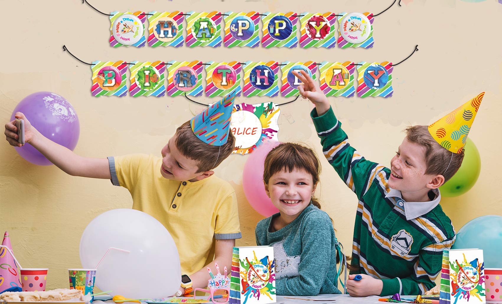 LARZN Premium Art Party Favor Bags - 12 Pack Medium Treat Bags for Paint Parties, Birthday Decorations & Gift Goodie Bags | Perfect for Kids Crafts, Classroom Activities & Party Favors