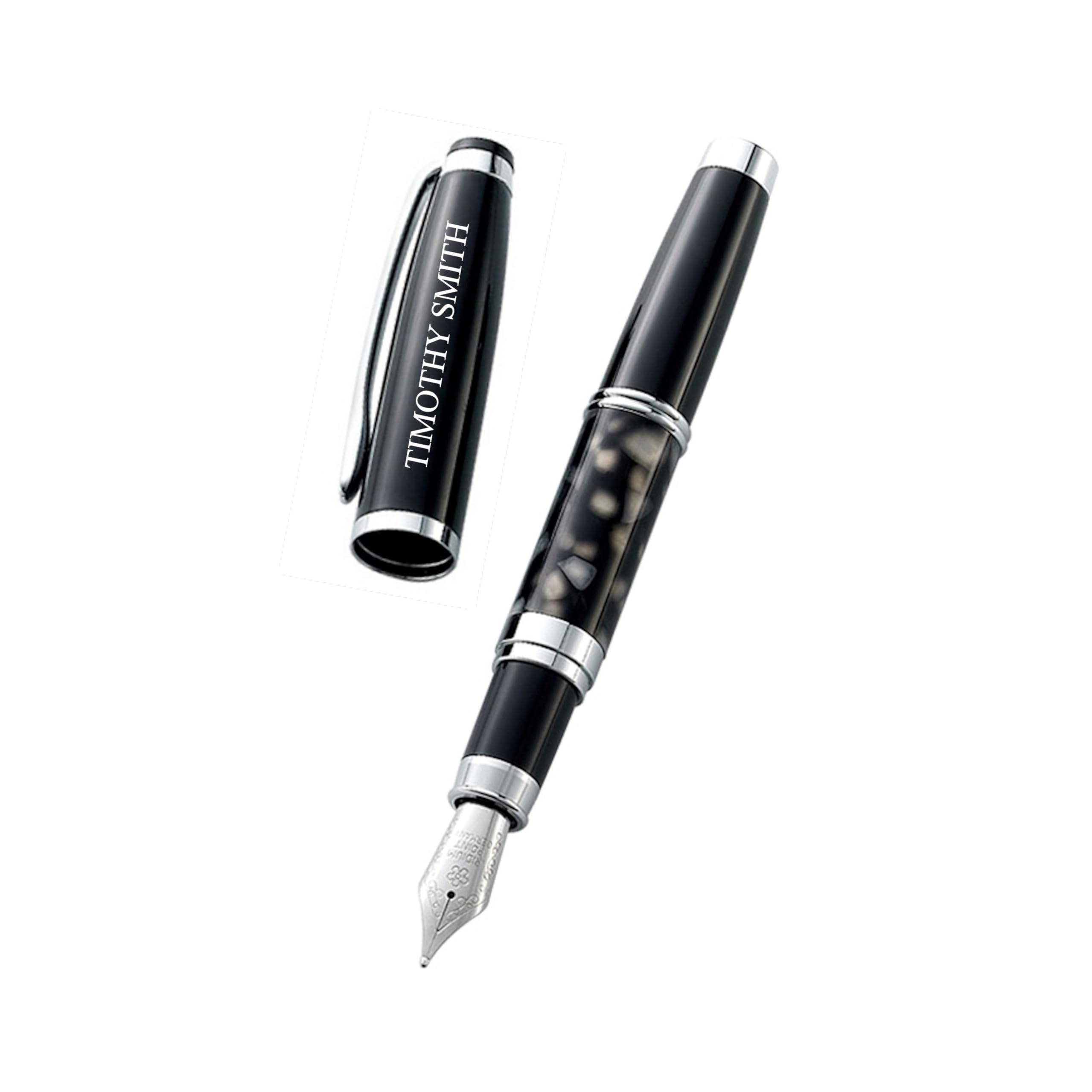 Custom Engraved Silver Fountain Pen - Gifts for Men, Graduation & Teachers | USA Shipping