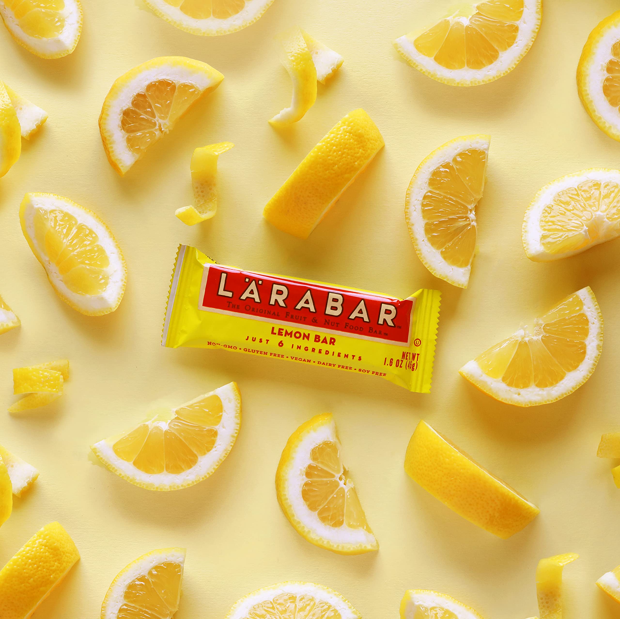 Larabar Lemon Bar - Gluten Free Vegan Fruit & Nut Energy Bars, 1.6 oz (18 Count Pack) - Healthy Snacks for Hiking, Work & On-the-Go Nutrition