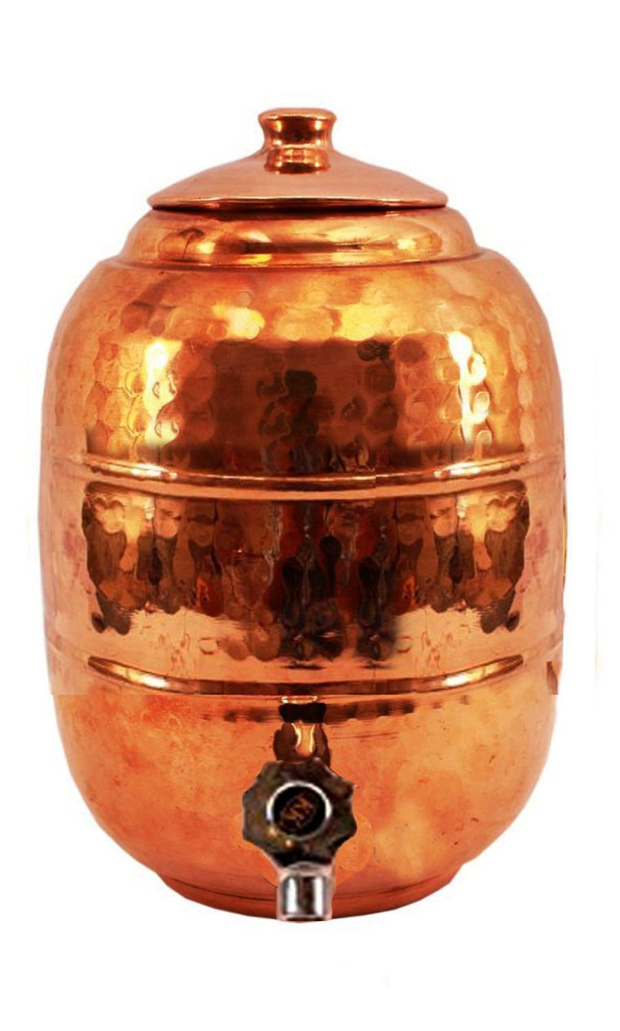 Handmade Pure Copper Water Dispenser & Storage Pot - 12L Kitchen & Home Use for Healthy Drinking, Ayurvedic Benefits | Perfect for Daily Hydration, Wellness Rituals & Decorative Countertop Display