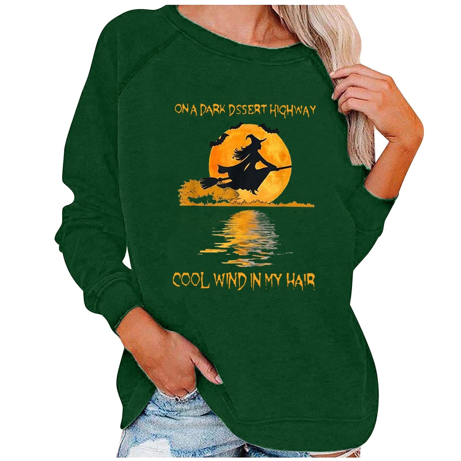 Halloween Shirts for Women - Long Sleeve Crewneck Sweatshirt & Oversized Graphic Tee | Trendy Y2K Going Out Tops | Perfect for Halloween Parties, Costume Contests & Fall Outfits