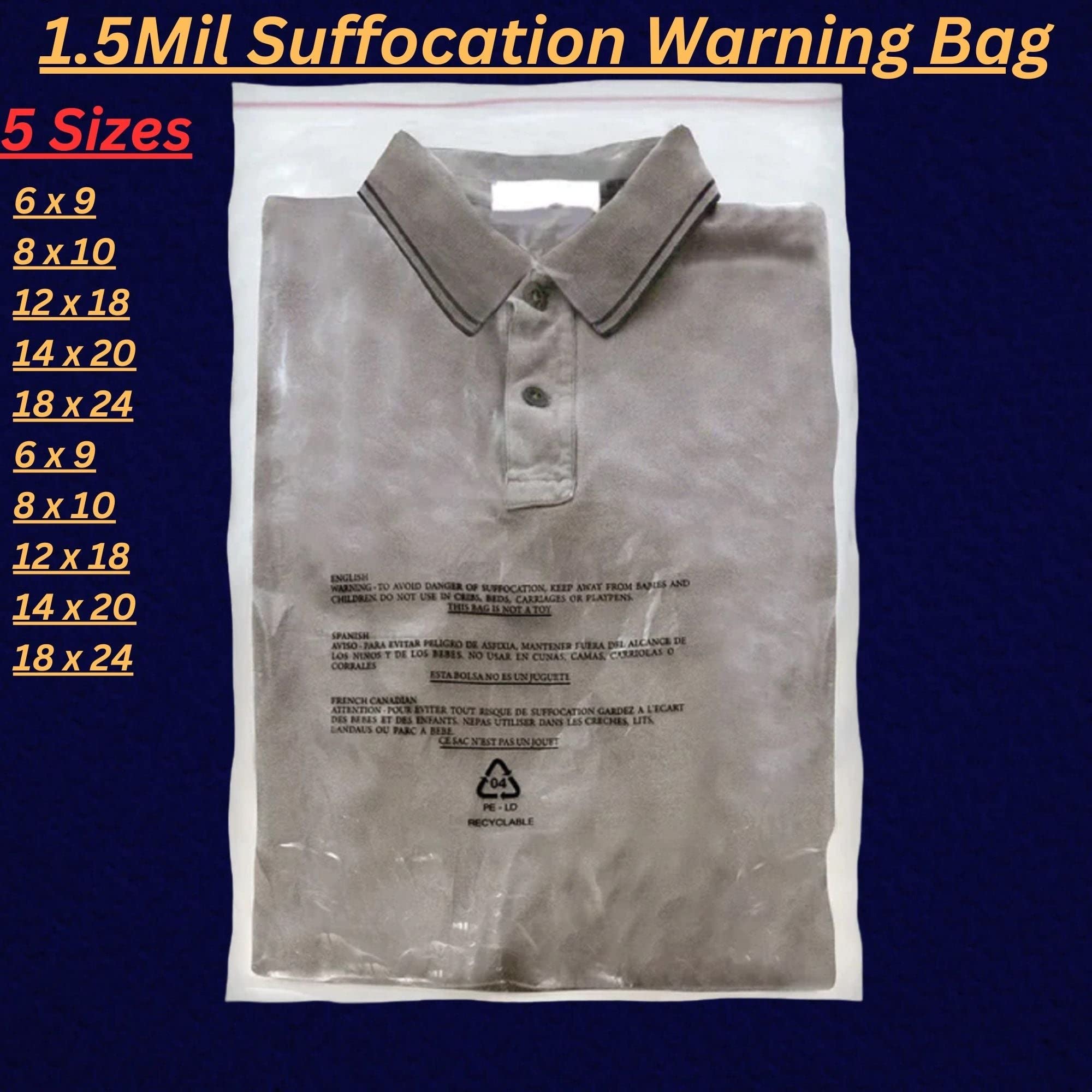 Self Seal Clear Poly Bags 18x24 Inches (100 Pack) - 1.5Mil Thick with Permanent Adhesive for Secure Packaging | Ideal for Clothes, Jewelry, FBA & Small Business Shipping | Suffocation Warning Included