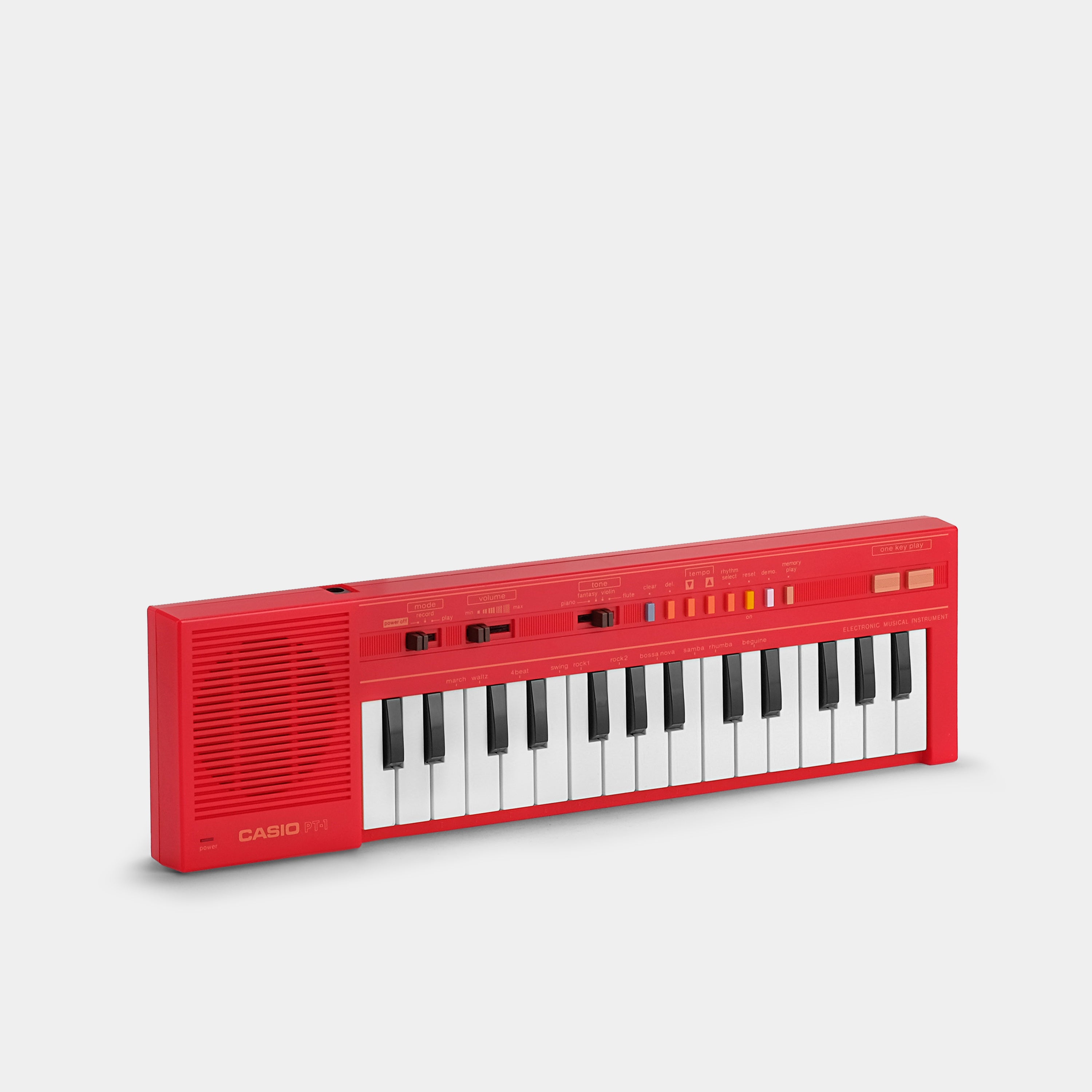 Casio PT-1 Red Mini Synthesizer Keyboard - Portable & Fun for Beginners, Kids, and Music Lovers - Perfect for Home, Studio, and Travel Use