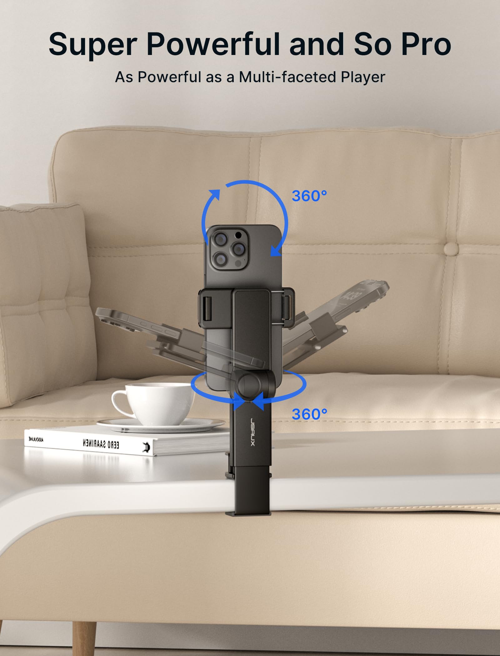JSAUX 360° Rotating Airplane Phone Holder - Hands-Free Travel Accessory for Flying Comfort