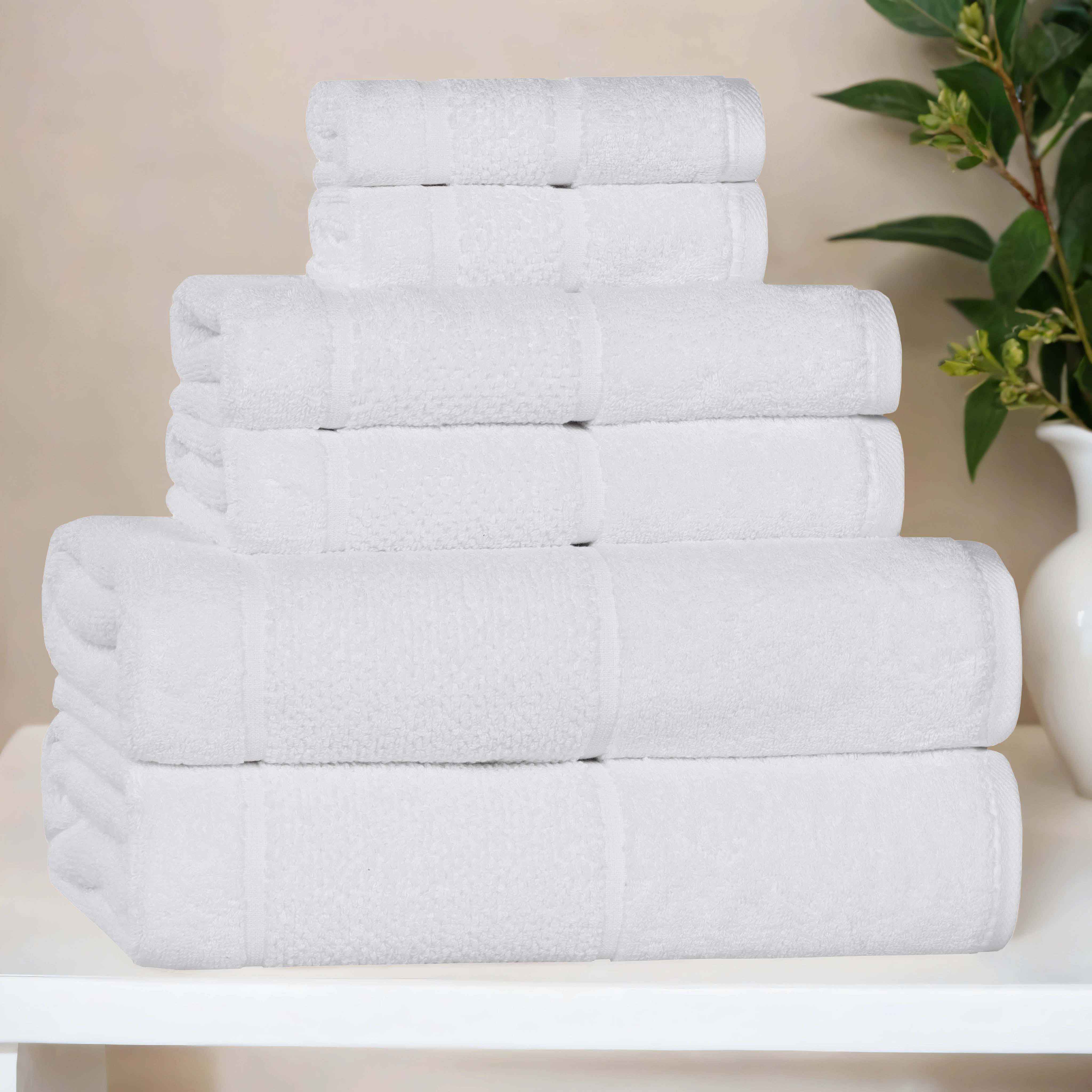 Premium 6-Piece Cotton Towel Set with Smart Twist & Broad Border - Soft, Absorbent Bath & Beach Towels for Home, Spa, and Travel