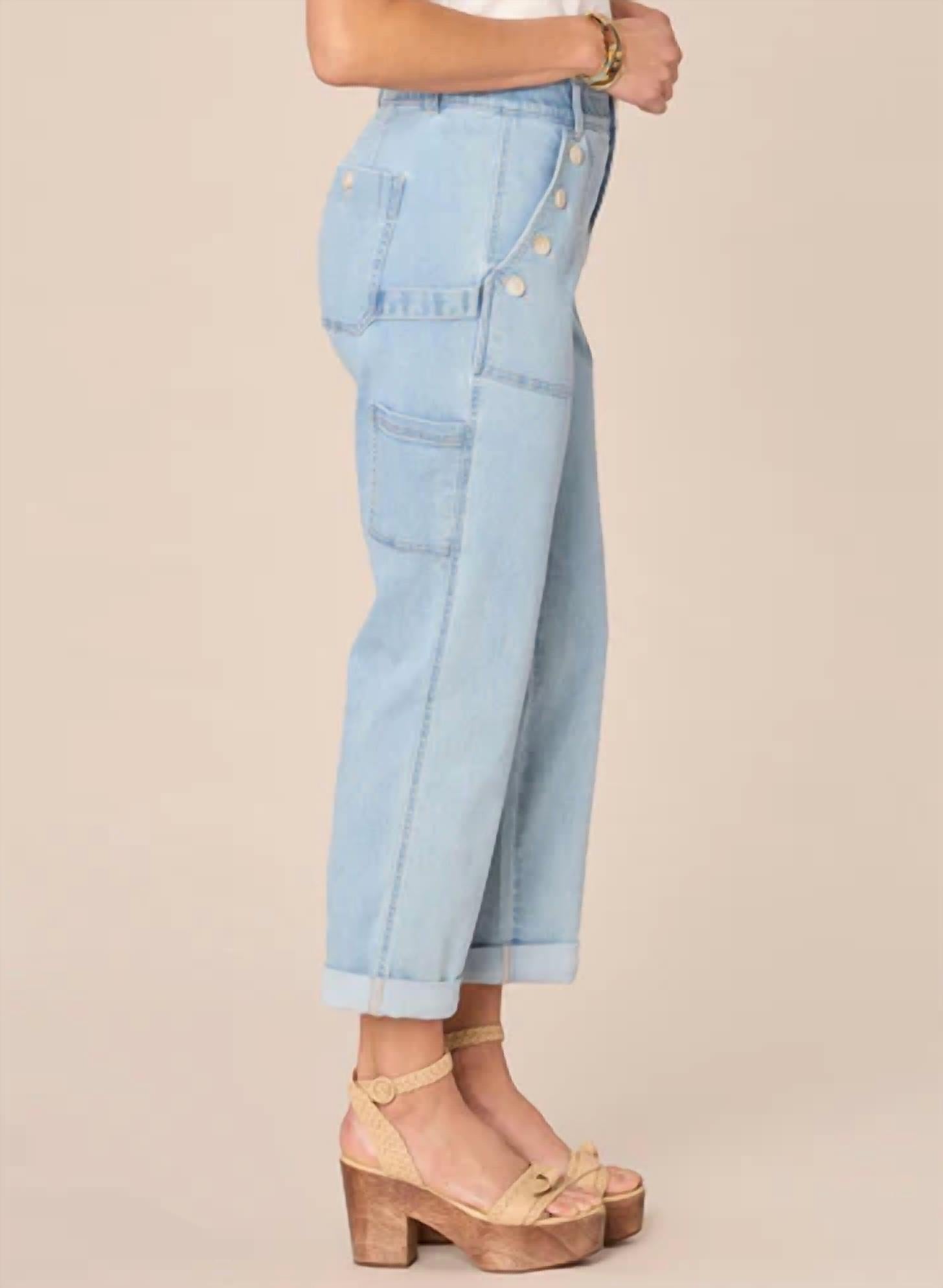 Absolution High Rise Repreve Straight Leg Jeans with Roll Cuff in Light Blue | Eco-Friendly Stretch Denim Pants for Women | Perfect for Casual Wear, Office & Weekend Outings