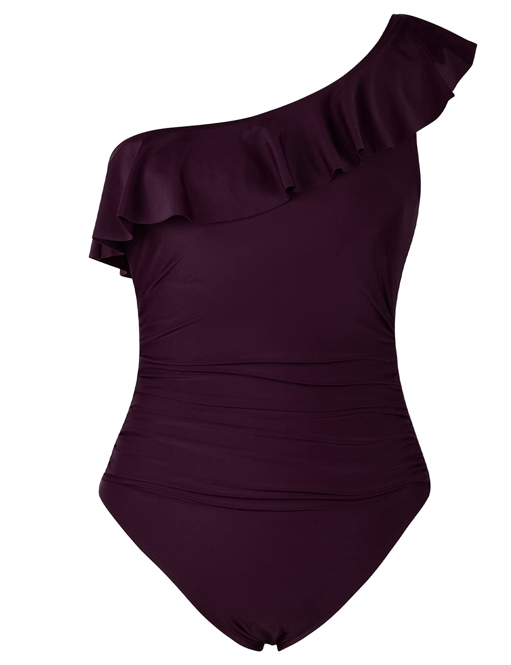 Hilor Women's One Shoulder Asymmetric Ruffle Monokini Swimwear - Sexy One Piece Bathing Suit for Beach, Pool & Vacation | Plus Size Swimsuits for Women