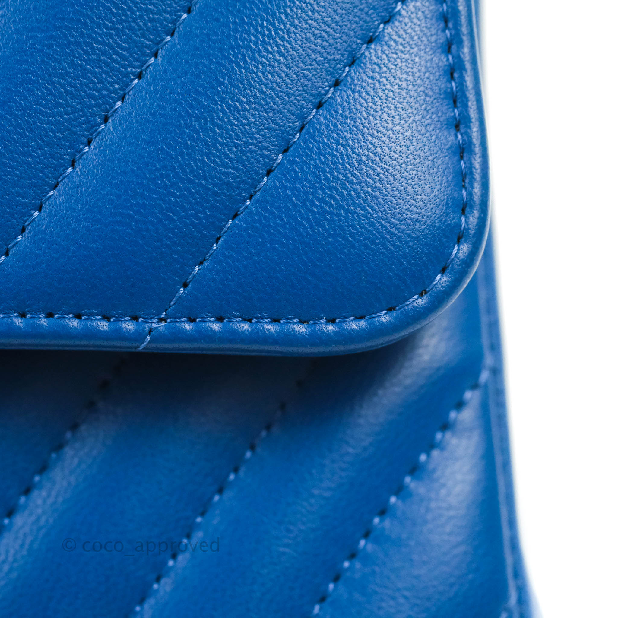 Chanel Classic Chevron Small Double Flap Bag in Blue Lambskin Leather with Gold Hardware - Luxury Crossbody Purse for Women, Perfect for Evening Events & Date Nights