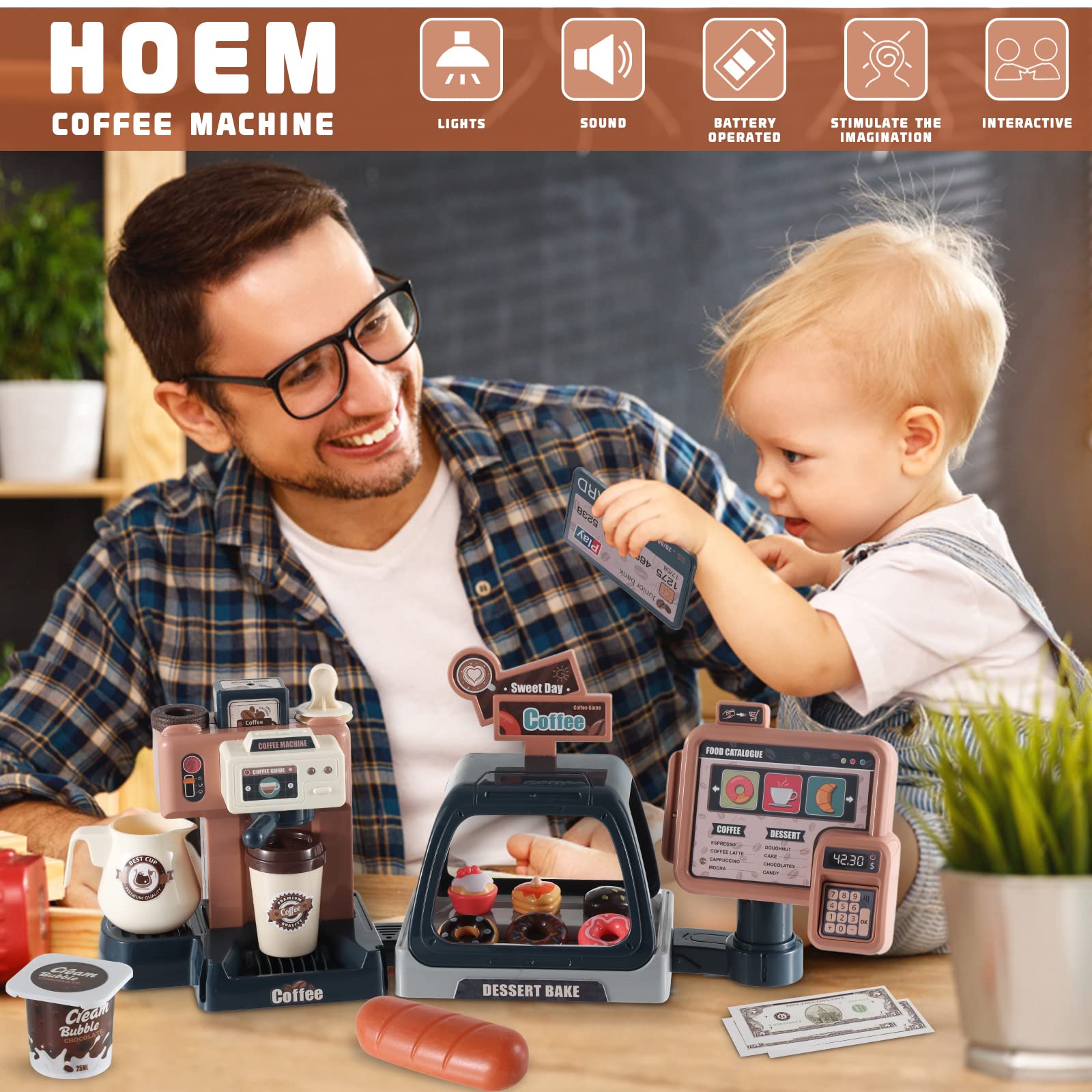 **Kids Pretend Play Coffee Maker Toy Set - Barista Playset for Boys & Girls - Fun Toy Coffee Shop with Realistic Sounds & Accessories - Perfect for Imaginative Play & Role-Playing Games**