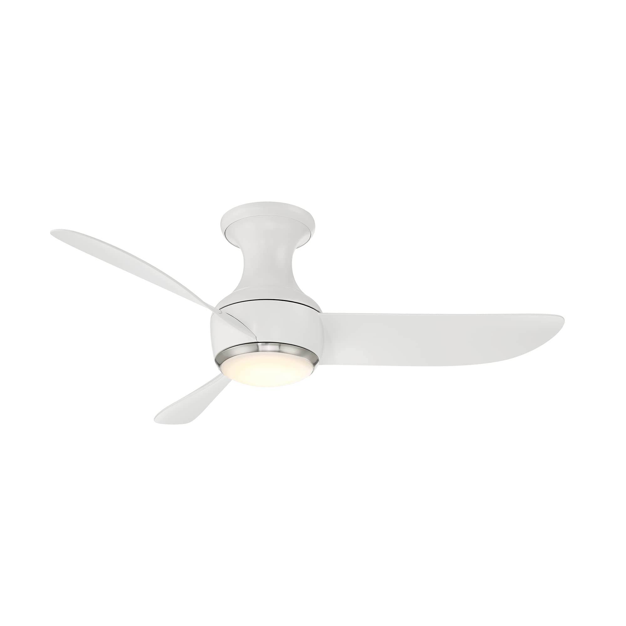 Corona Smart 3-Blade Flush Mount Ceiling Fan 44in Brushed Nickel White with 3500K LED Light Kit, Remote Control, Alexa & App Compatibility for Living Room, Bedroom, and Office
