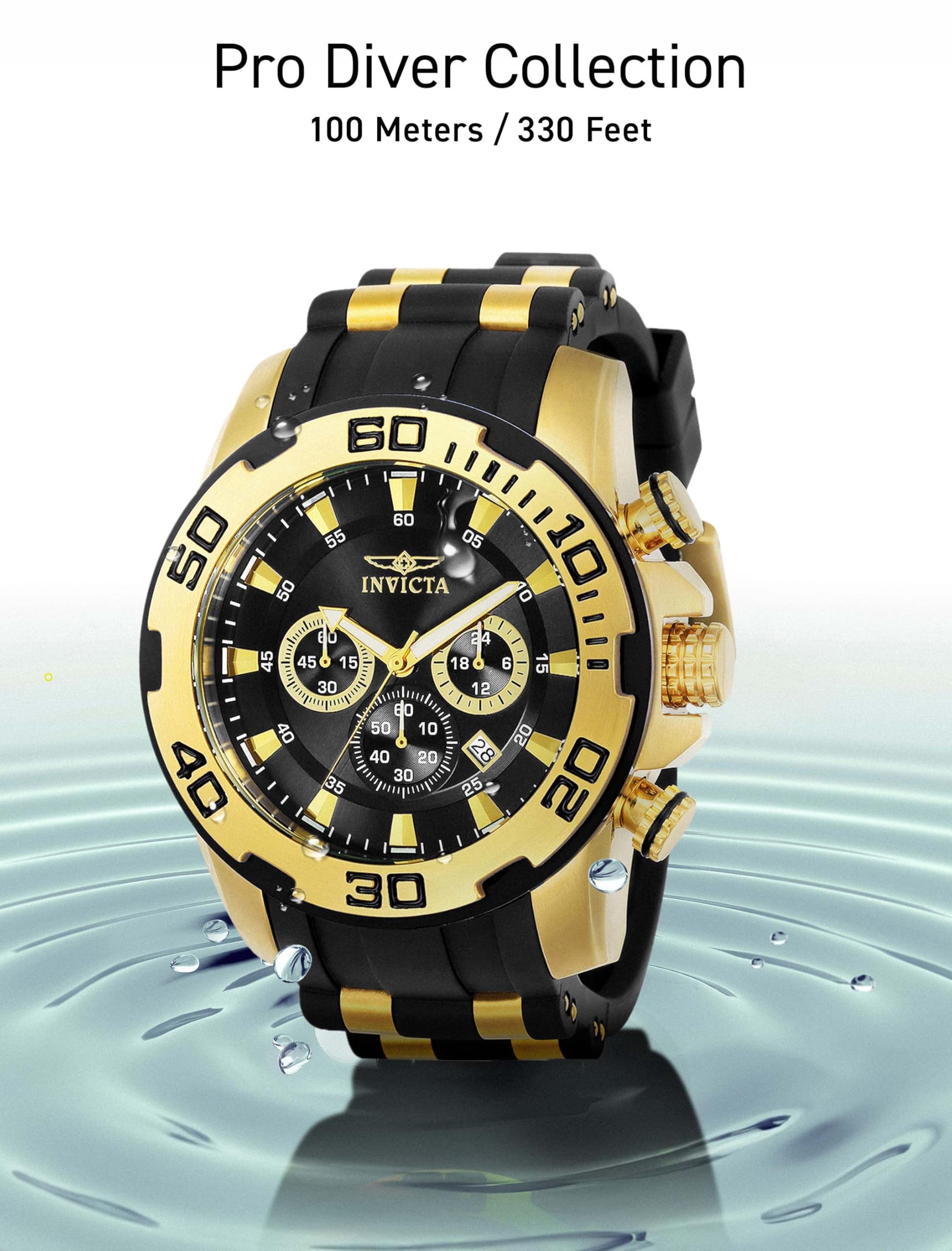Invicta Men's Pro Diver 22340 Black Stainless Steel Quartz Watch - Waterproof Dive Watch for Swimming, Snorkeling & Everyday Wear