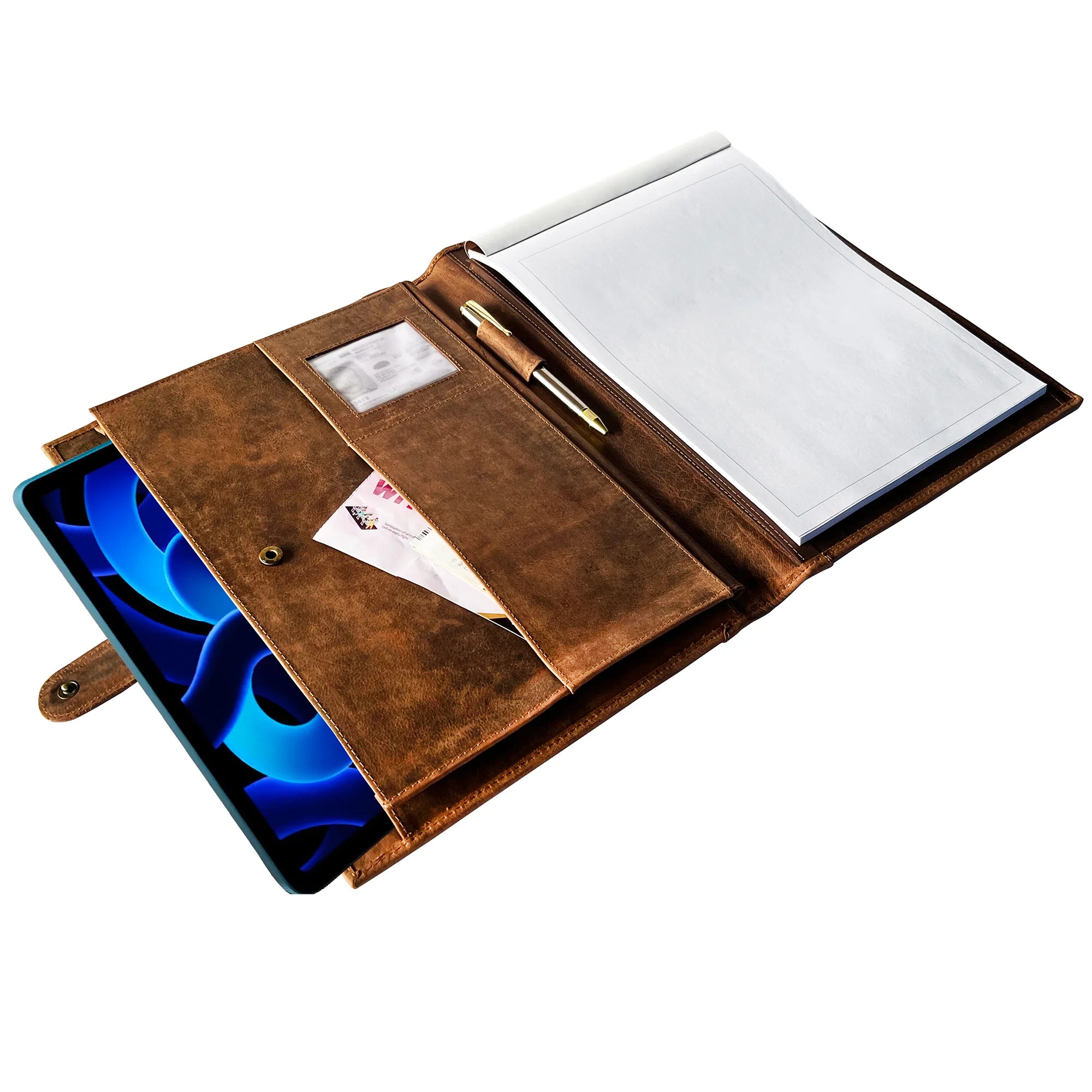 Premium Handmade Leather Business Portfolio - Hunter Style for Professionals | Perfect for Meetings, Presentations & Executive Gifts