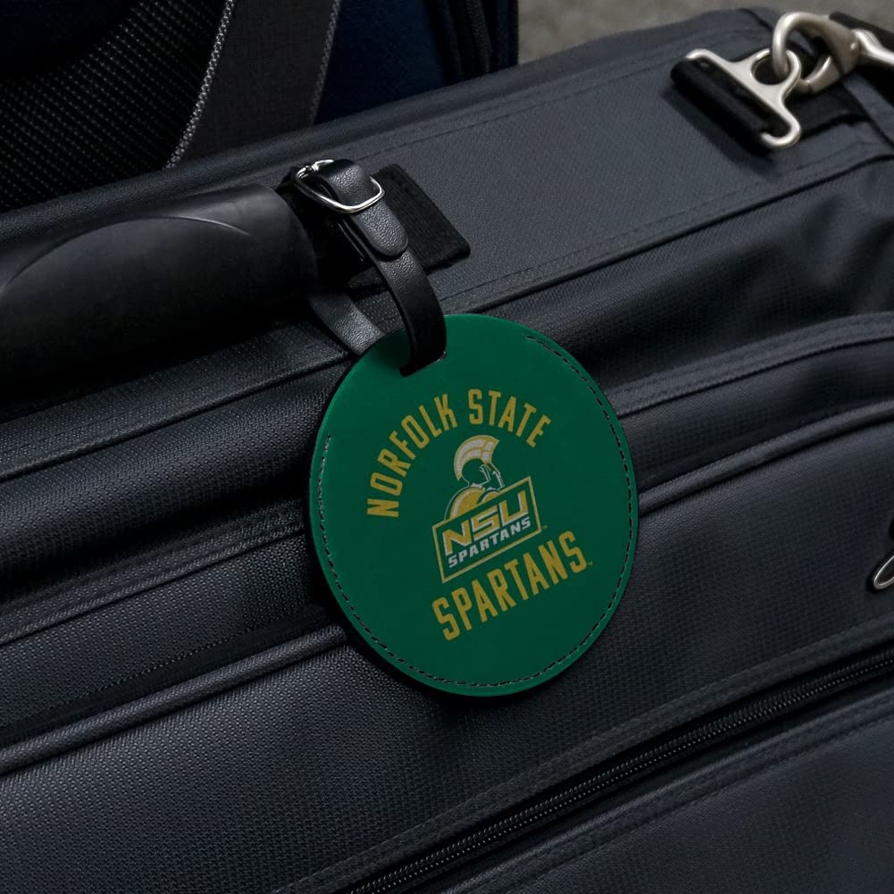 Norfolk State University Spartans Logo Round Leather Luggage Tag & ID Card Holder - Perfect for Travel, Campus Life, and Alumni Events
