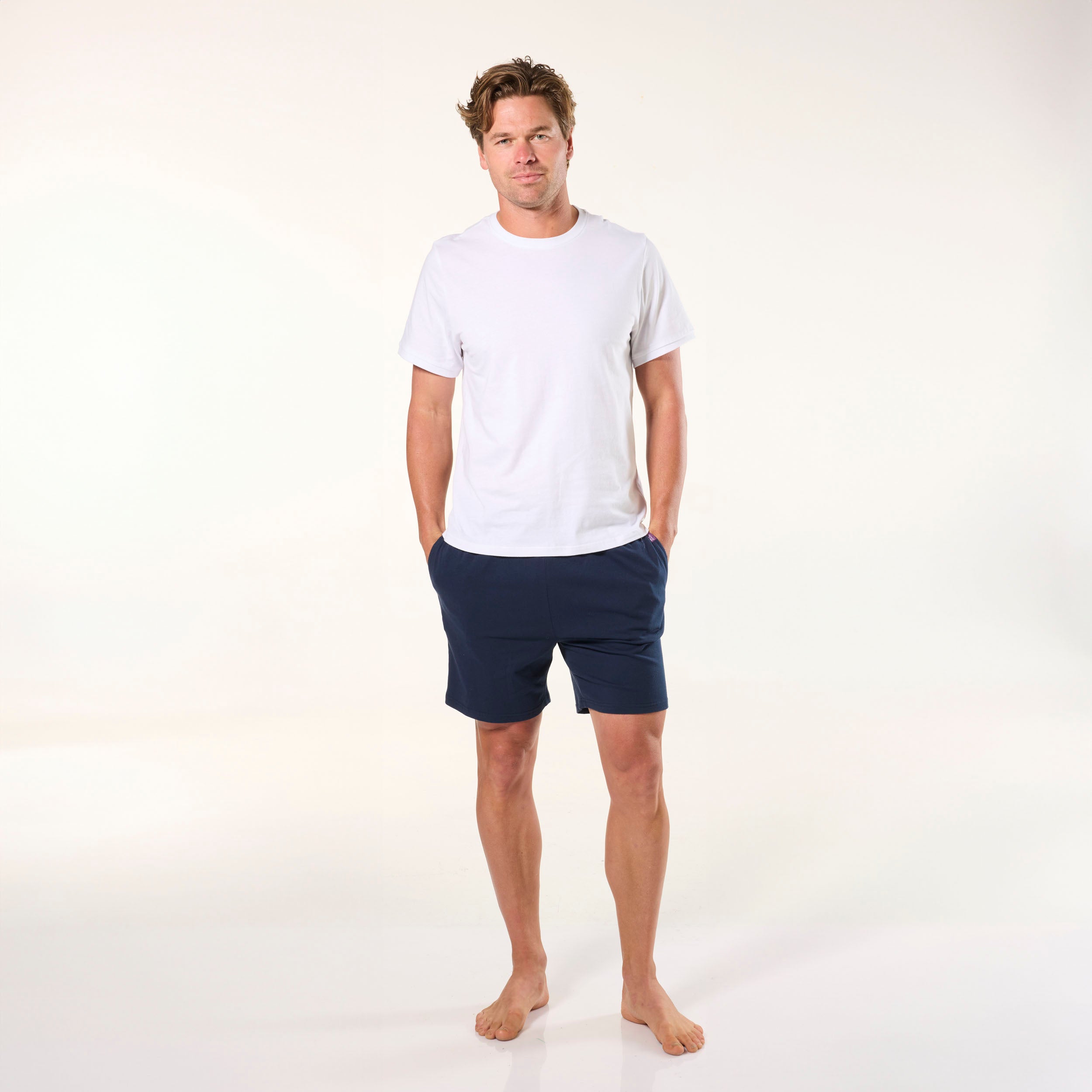 Men's Cotton Sleep Tee Shirt - Soft & Breathable White Nightwear for Relaxing at Home or Lounging