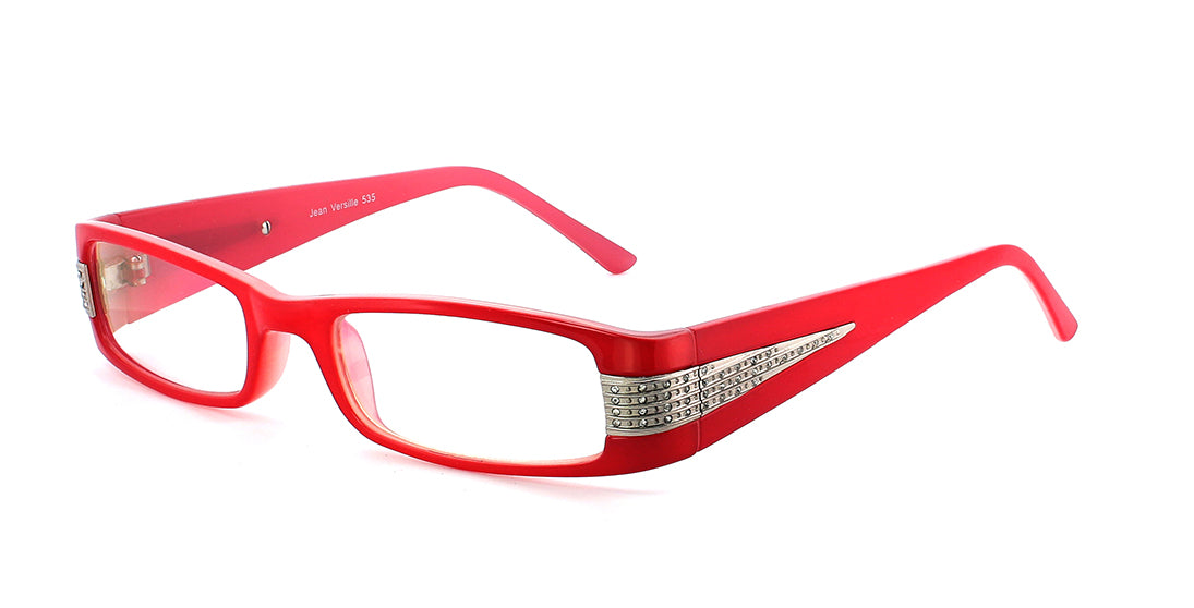 Premium Low Profile Rectangle Reading Glasses JV535 - Stylish Red Frames for Women & Men - Perfect for Reading, Computer Use & Fashion Accessories