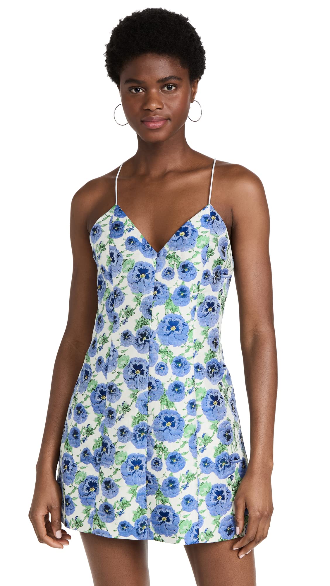 Alice + Olivia Women's Tayla Lantern Mini Dress - Floral Print Party Dress for Cocktail, Wedding & Special Occasions