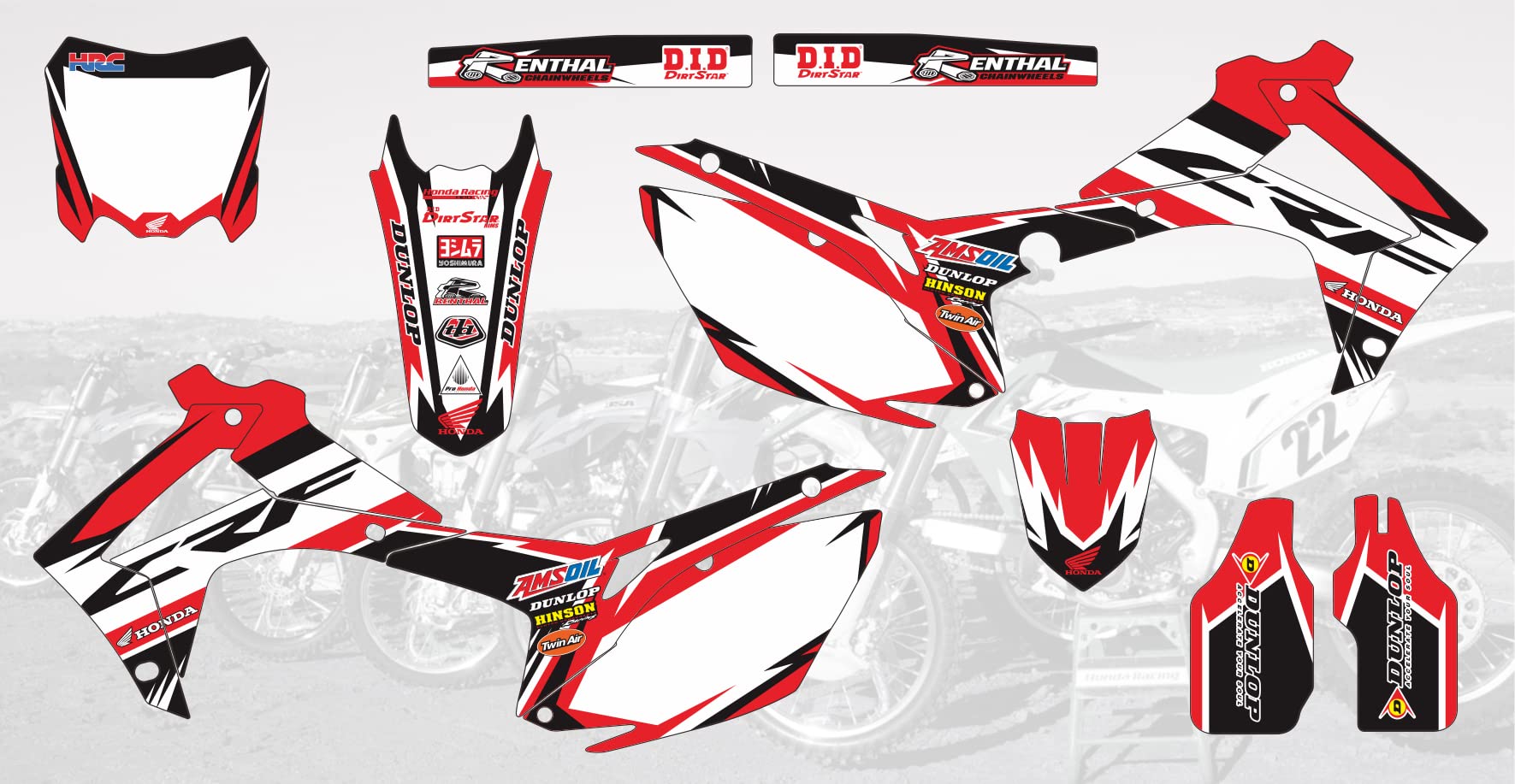 High-Quality Motocross Dirt Bike Decals Stickers Graphics Kit for Honda CRF250 (2014-2017) & CRF450 (2013-2016) - Durable Vinyl, Easy to Apply, Perfect for Racing & Off-Road Adventures