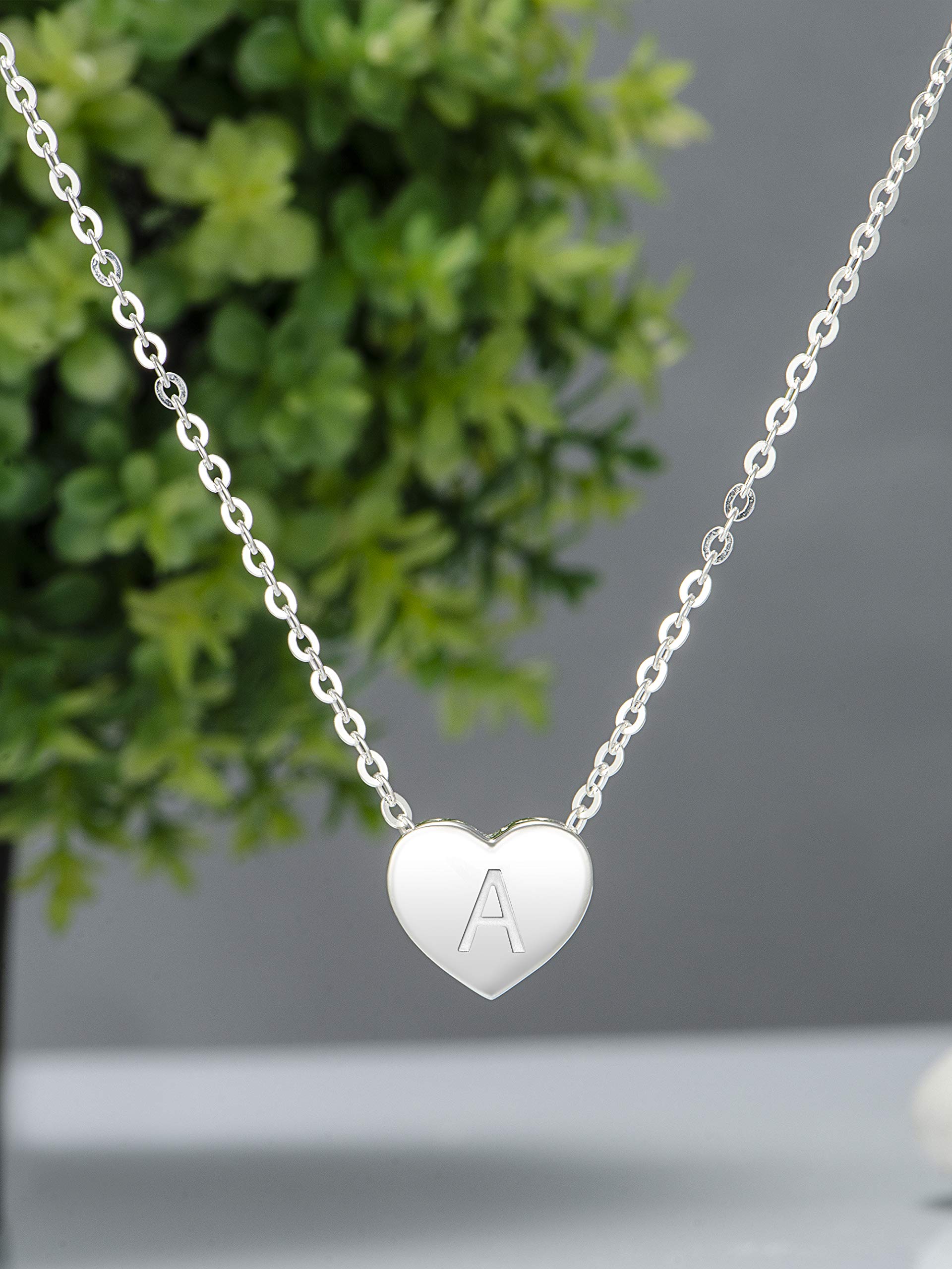 Personalized Initial Necklaces for Women - Sterling Silver Heart Pendant with A-Z Letter Charm - Custom Name Necklace Jewelry Gift for Her - Perfect for Birthdays, Anniversaries & Everyday Wear