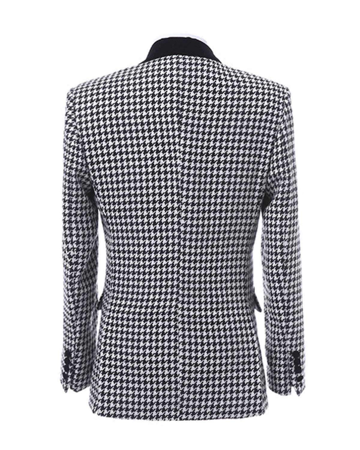 Classic Men's 3-Piece Plaid Wedding Suit Set - Houndstooth Blazer, Vest & Pants for Formal Occasions, Groomsmen Attire and Special Events