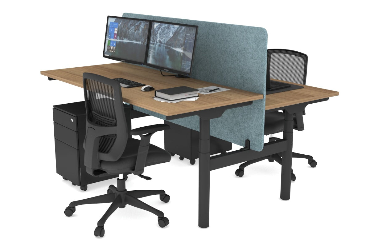 Flexi Premium Height Adjustable 2-Person H Bench Workstation - Black Frame [1200L x 700W] - Ergonomic Office & Home Workspace Solution for Collaborative Teams