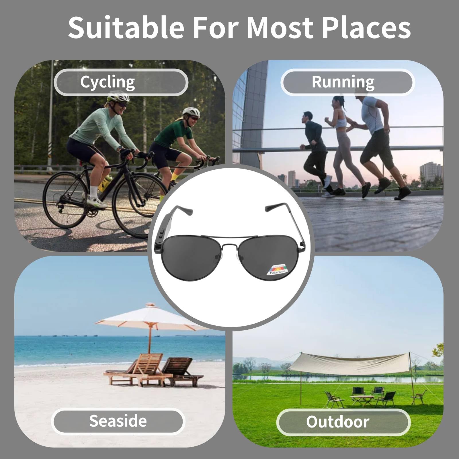 Bluetooth Smart Glasses with Polarized Lenses - Wireless Audio Sunglasses for Men & Women - Perfect for Running, Cycling, Hiking & Outdoor Activities