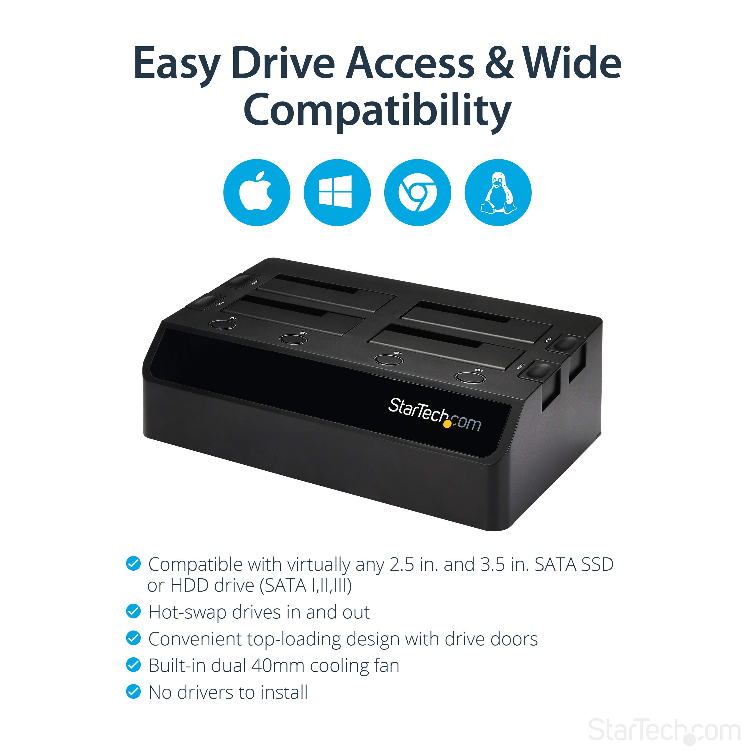 StarTech.com 4-Bay USB 3.0 to SATA Hard Drive Docking Station for 2.5/3.5