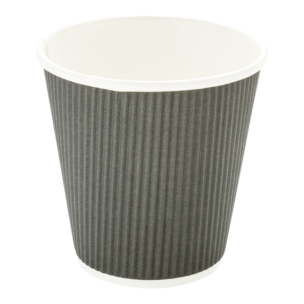 8 oz Gray Paper Coffee Cups with Ripple Wall - 3.5