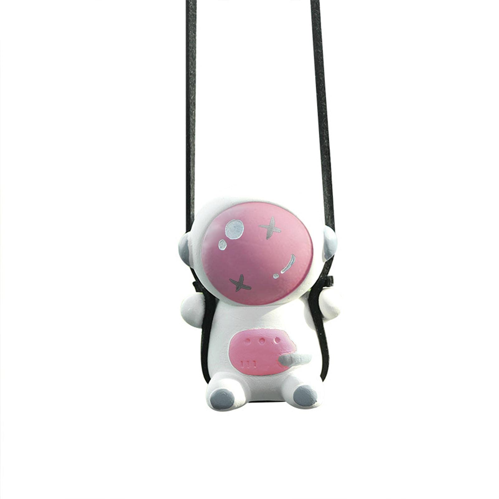 GUANGLU Cute Swing Astronaut Car Rear View Mirror Pendant - Lucky Hanging Ornament for Car Interior Decoration, Perfect for Road Trips and Daily Commutes