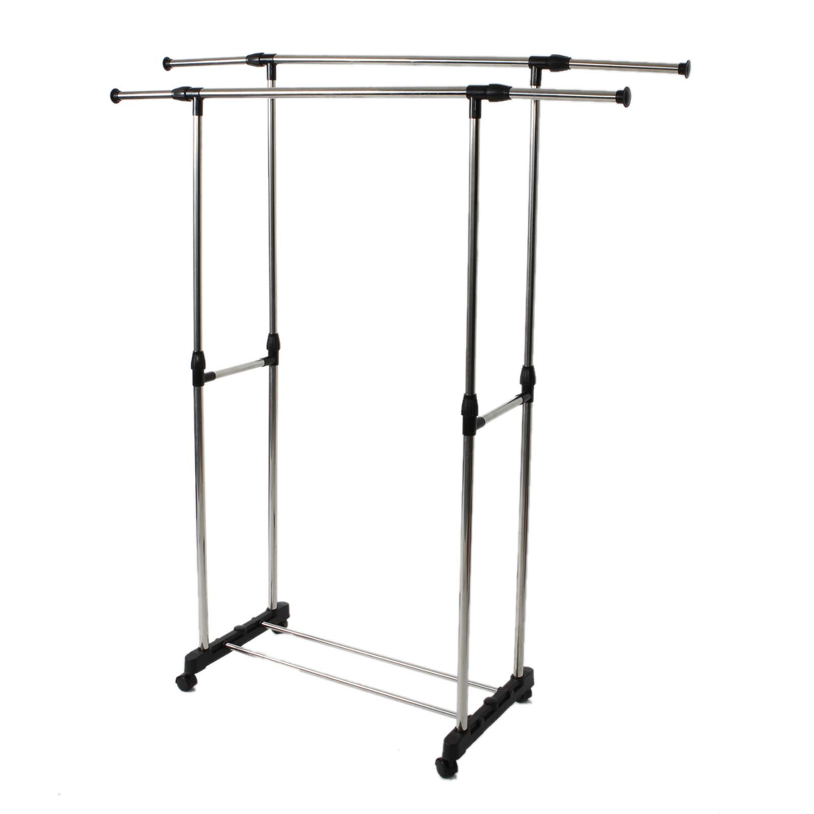 Kcelarec Stainless Steel Rolling Clothes Rack with Wheels - Heavy Duty Garment Rack for Hanging Clothes, Durable Mobile Clothing Rack for Bedroom, Closet, Laundry Room or Retail Store Display