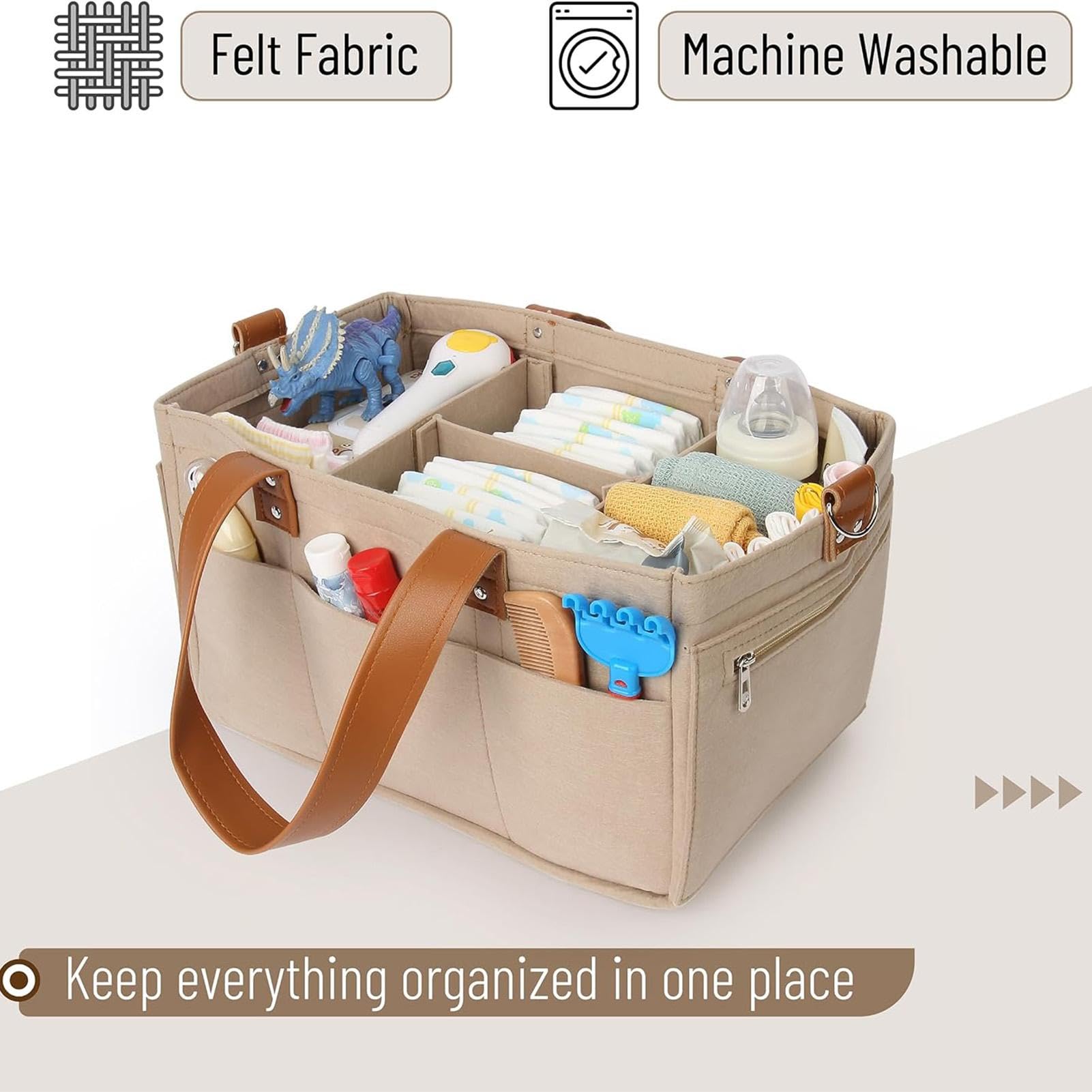 Premium Felt Diaper Bag for Moms - Large Capacity Baby Travel Organizer with Multiple Pockets | Perfect for Daycare, Outings & Family Trips